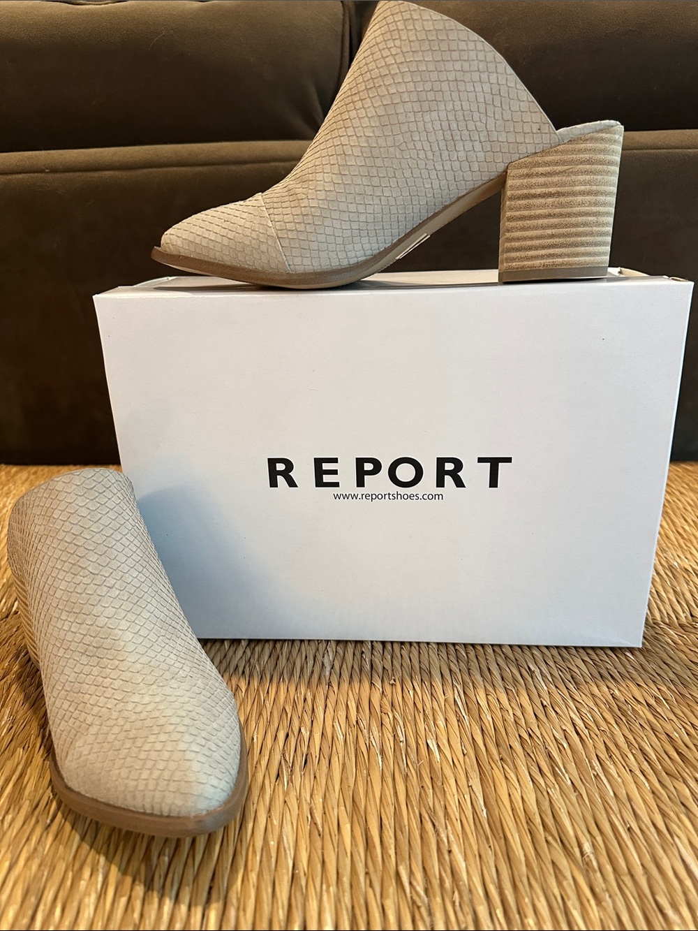 REPORT Stone Textured Block Heel Mules with Slip-On Design size 7.5